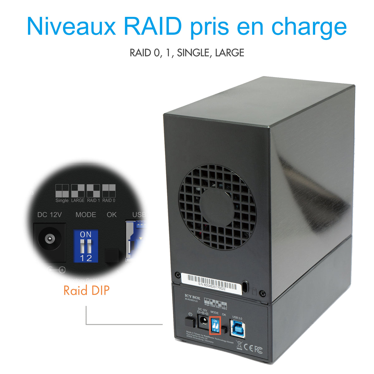 ICY BOX IB-RD3621U3 Boîtier disque dur/SSD Noir 3.5" - vue 6