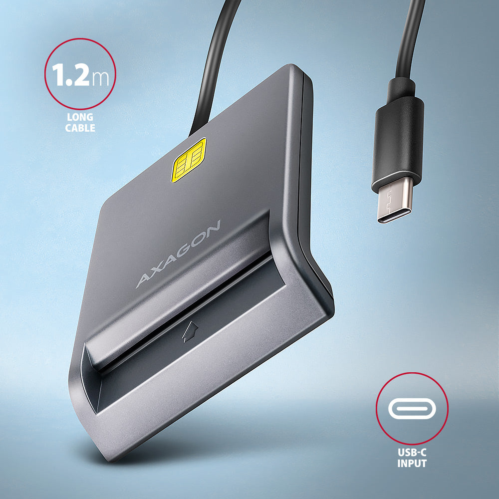 Axagon CRE-SM3TC lecteur de cartes à puce Intérieure USB USB Type-C Gris