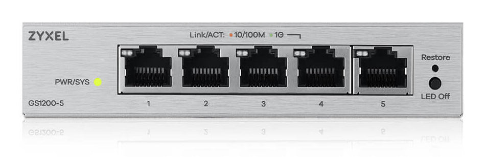 Zyxel GS1200-5V3 Switch Gigabit Ethernet L2 Géré, 5 Ports RJ-45, Gris
