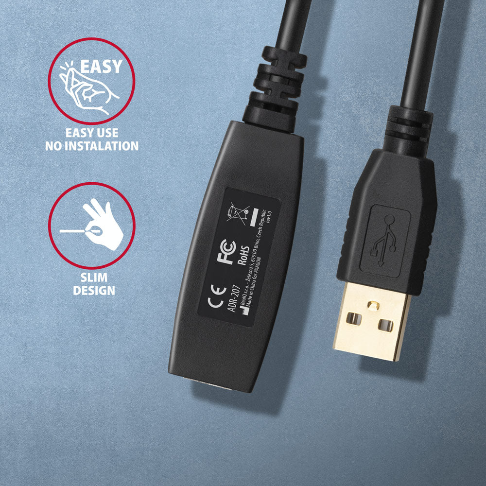Axagon ADR-207 câble USB USB 2.0 7,5 m USB A 0,48 Gbit/s Noir