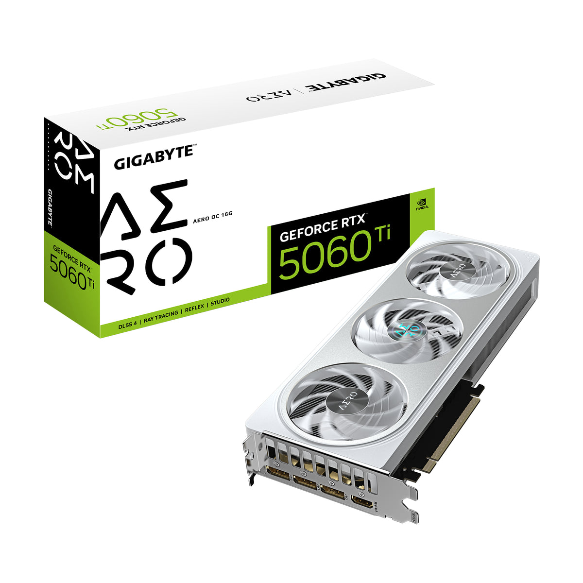GIGABYTE GeForce RTX 5060 Ti AERO OC 16G Carte Graphique – 16 Go GDDR7, 128 bits, PCI-E 5.0, 2647MHz Fréquence du processeur, 3 x DisplayPort, 1 x HDMI, GV-N506TAERO OC-16GD