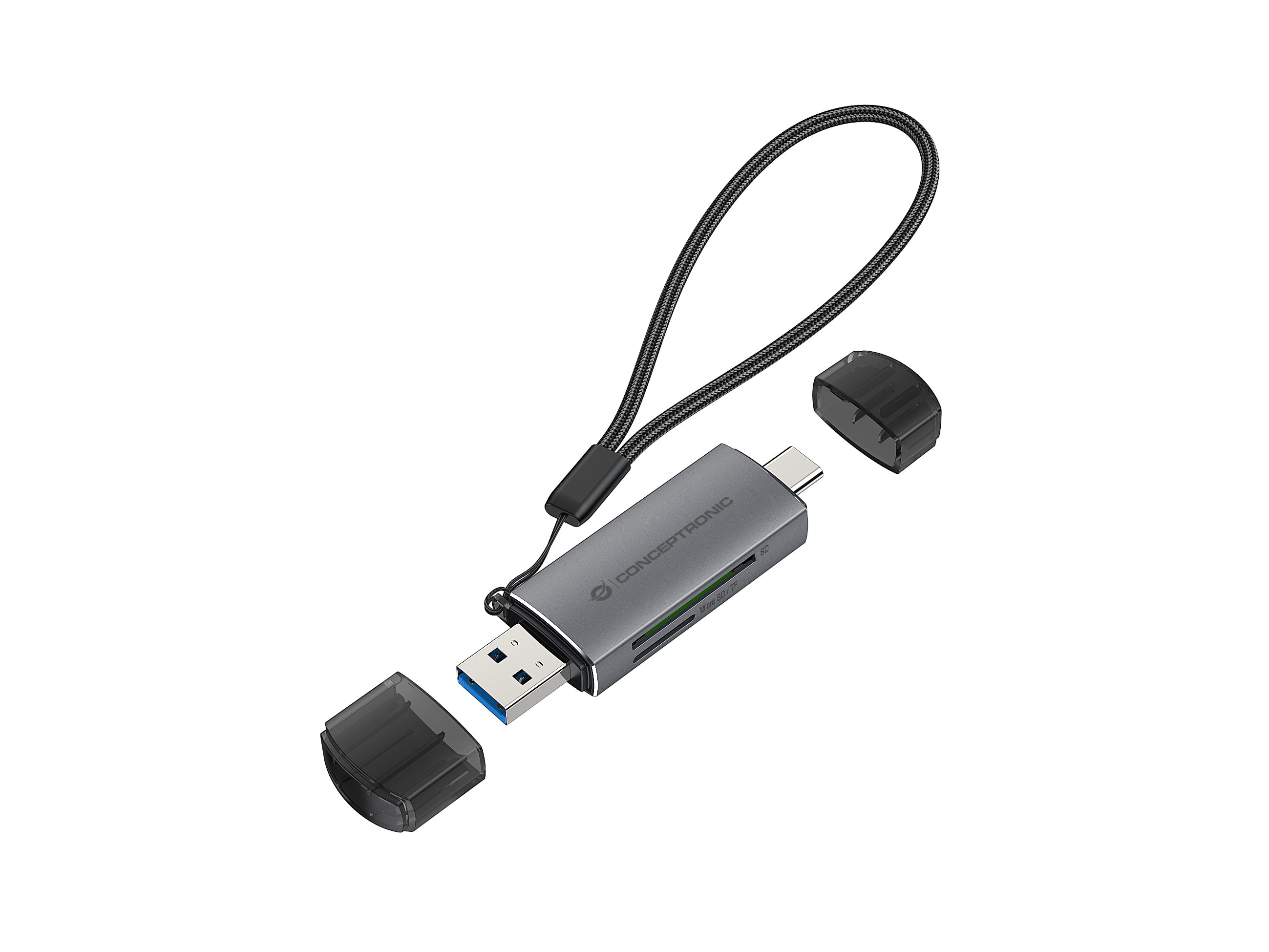 Conceptronic BIAN05G lecteur de carte mémoire USB 3.2 Gen 1 (3.1 Gen 1) Type-A/Type-C Gris