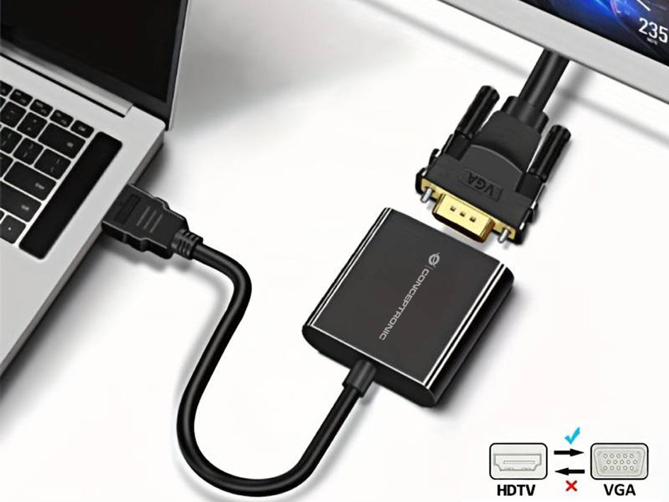 Conceptronic ABBY20B Adaptateur Câble HDMI Type A vers VGA D-Sub, 0,25 m, Noir
