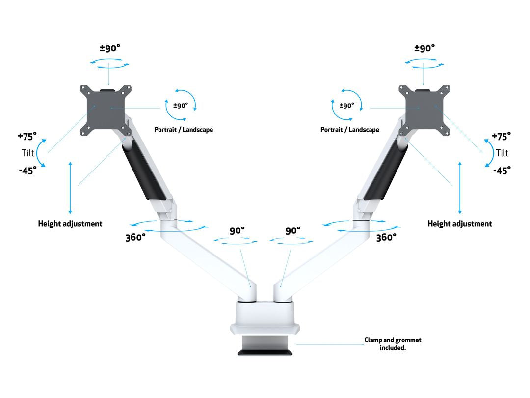 Multibrackets 3989 support d'écran plat pour bureau 81,3 cm (32") Blanc - vue 8