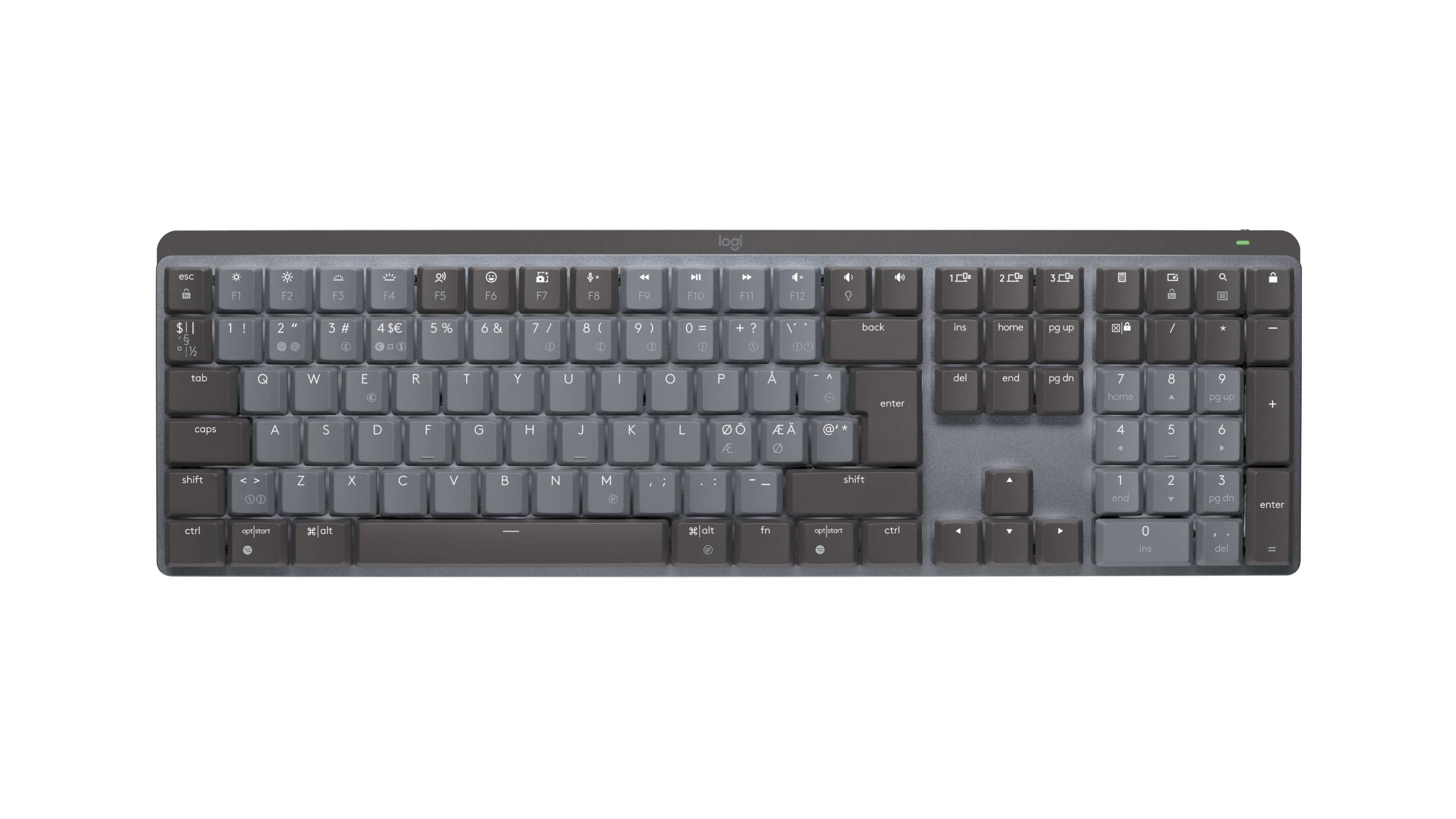 Logitech 920-010754 teclado Oficina RF Wireless + Bluetooth QWERTY Nórdico Grafito
