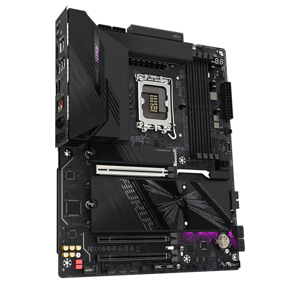 GIGABYTE Z890 AORUS ELITE WIFI7 PLUS Carte Mère – Compatible avec les processeurs Intel Core Ultra (Série 2), VRM 16+1+2 phases, jusqu’à 9466 MHz DDR5 (OC), 1x PCIe 5.0 + 3x PCIe 4.0, Wi-Fi 7, LAN 5 GbE, USB 4 - vue 3