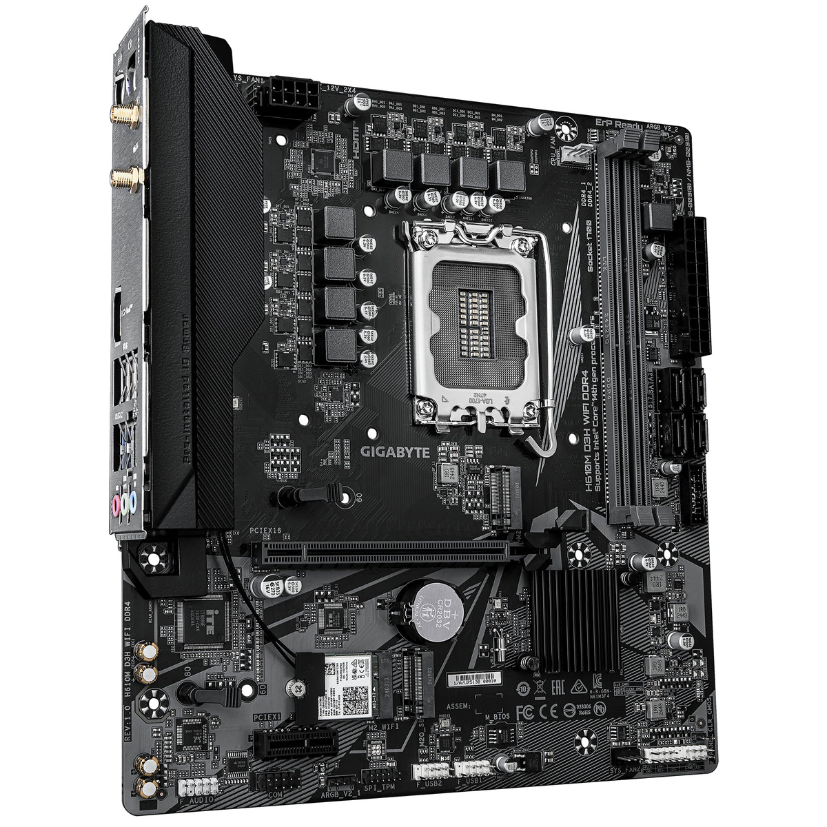 GIGABYTE H610M D3H WIFI DDR4 Carte Mère – Compatible avec processeurs Intel Core 14e génération, VRM 6+1+1 phases, jusqu