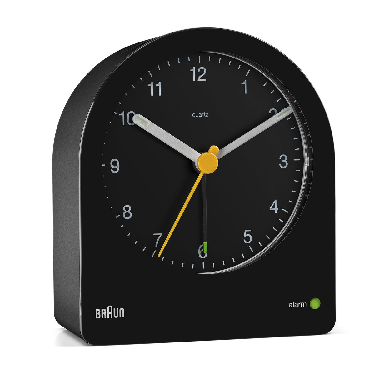 Braun BC22 Réveil à Quartz Analogique, Noir et Jaune