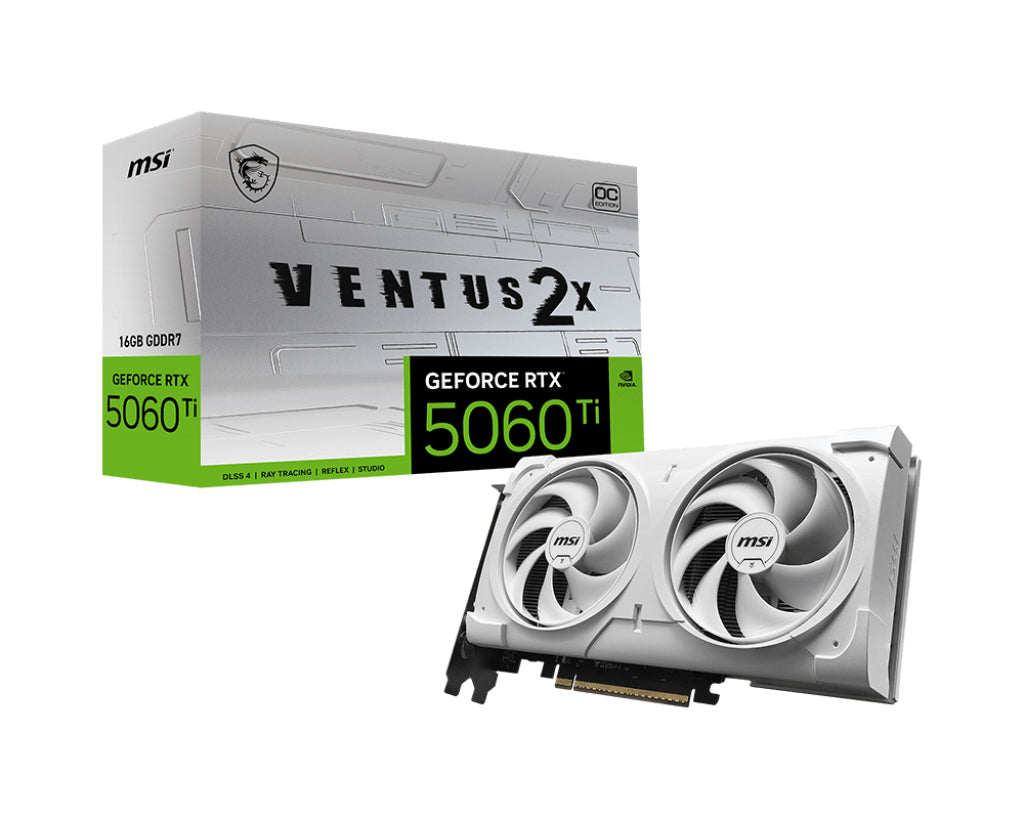 MSI VENTUS GEFORCE RTX 5060 TI 16G 2X OC WHITE PLUS carte graphique NVIDIA 16 Go GDDR7