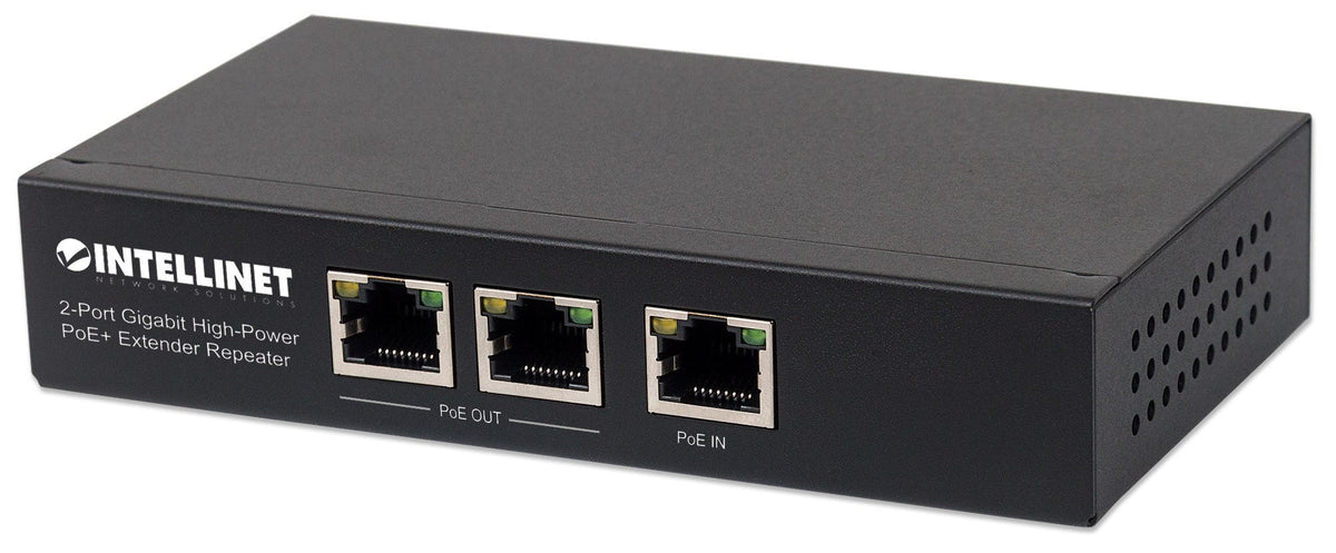 Intellinet Répéteur Prolongateur PoE+ Gigabit 2 ports, IEEE 802.3at/af, Boîtier Métal