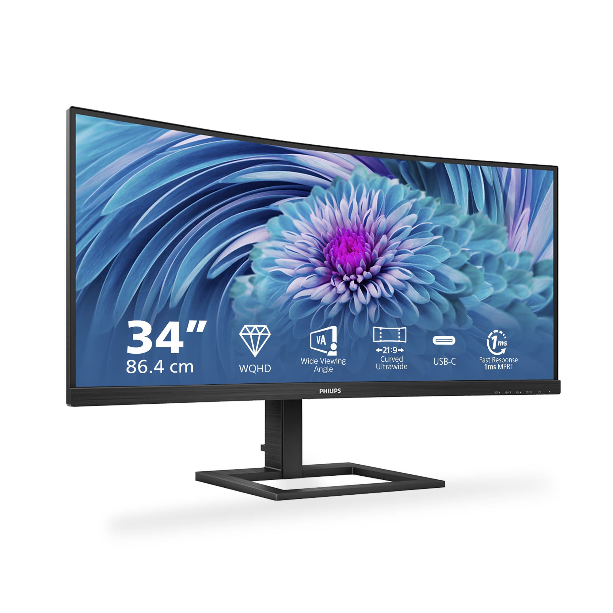 Philips E Line 346E2CUAE/00 écran plat de PC 86,4 cm (34") 3440 x 1440 pixels Wide Quad HD+ LCD Noir