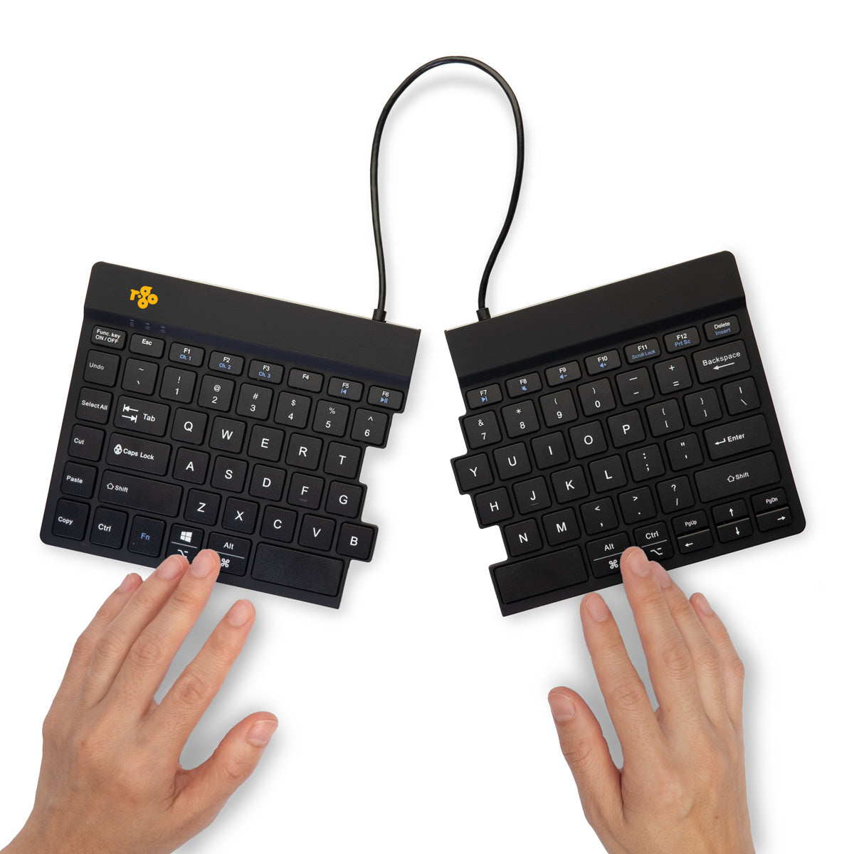 R-Go Tools Clavier ergonomique R-Go Split Break avec logiciel de pause, clavier ergonomique divisé, QWERTY (US), bluetooth, noir