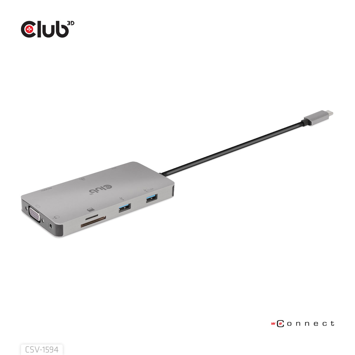CLUB3D CSV-1594 Station d'accueil USB 3.2 Gen 1 Type-C, Noir et Gris