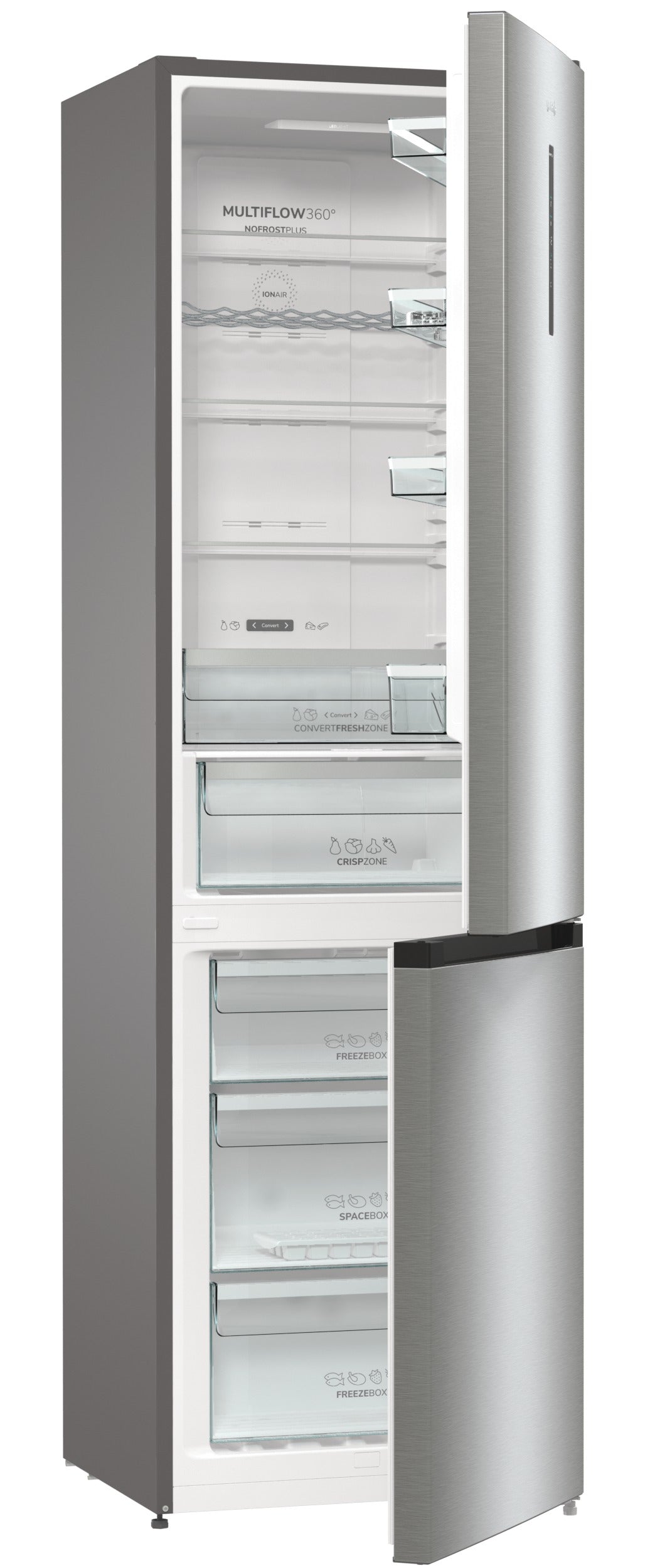 Gorenje NRK6202AXL4 Pose libre 331 L Gris, Métallique, Blanc