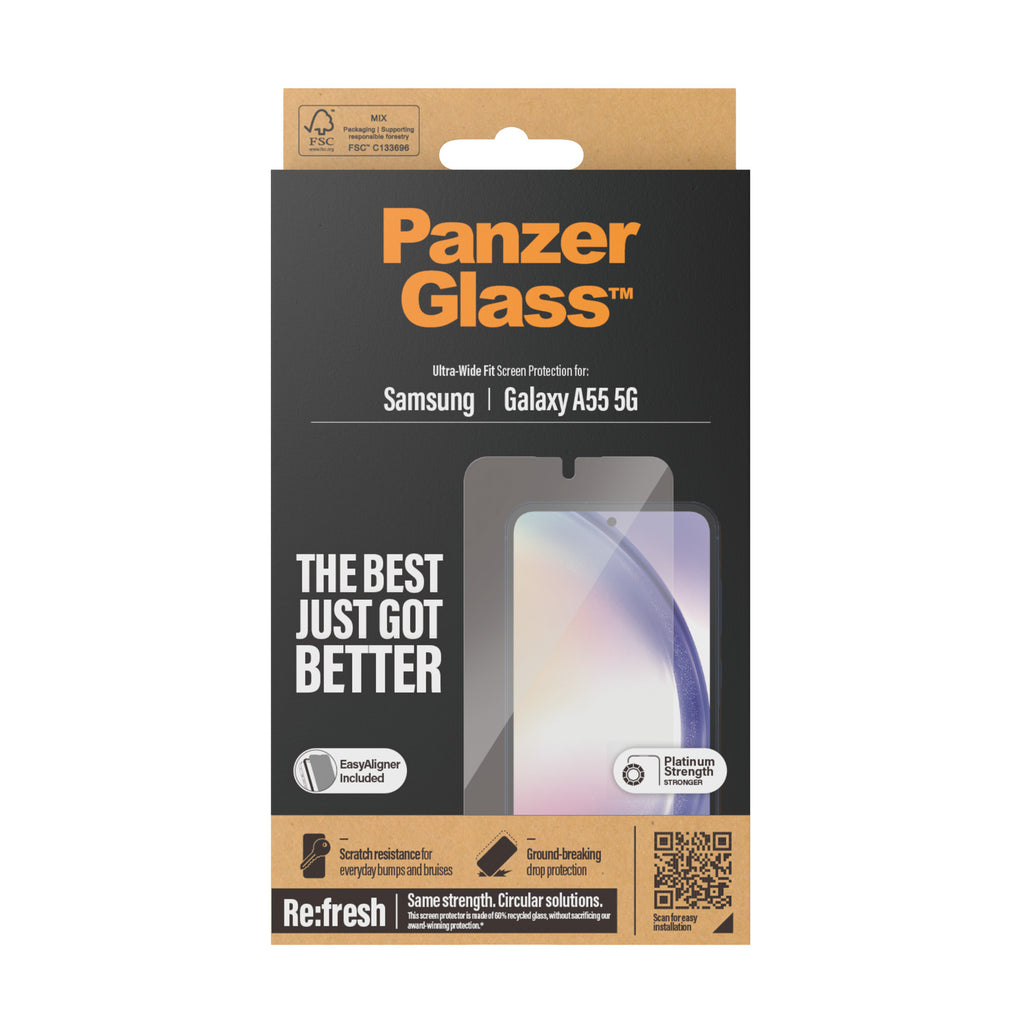 PanzerGlass ® Screen Protector Samsung Galaxy A55 5G | Ultra-Wide Fit w. EasyAligner Protection d'écran transparent 1 pièce(s)