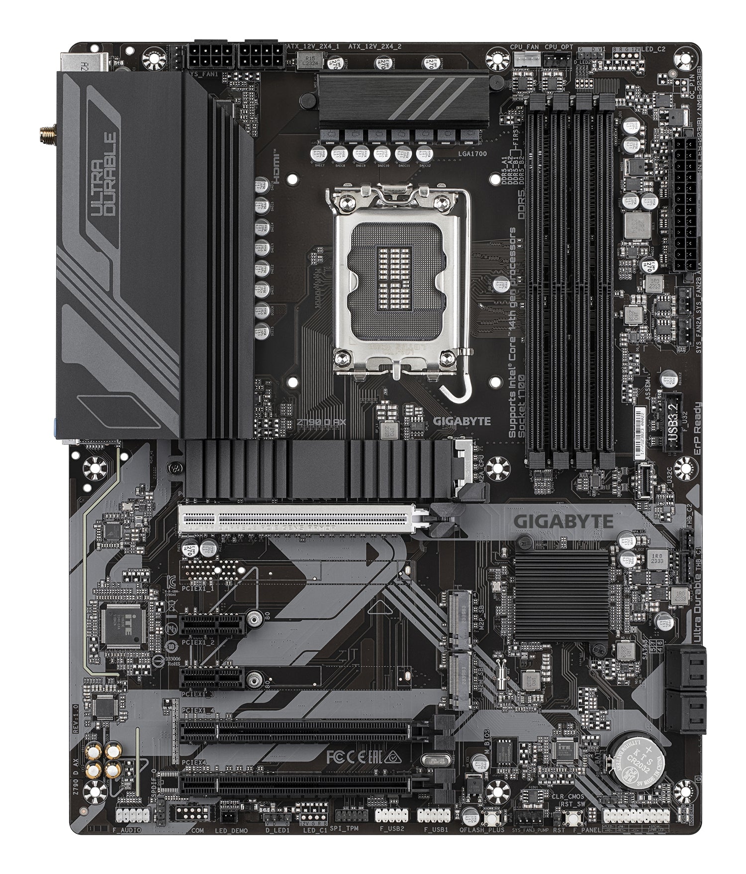GIGABYTE Z790 D AX Carte Mère - Prend en charge les processeurs Intel Core de 14e génération, VRM numérique 12+1+1 phases, jusqu'à 7600MHz DDR5 (OC), 3xPCIe 4.0 M.2, Wi-Fi 6E, LAN 2.5GbE, USB 3.2 Gen 2