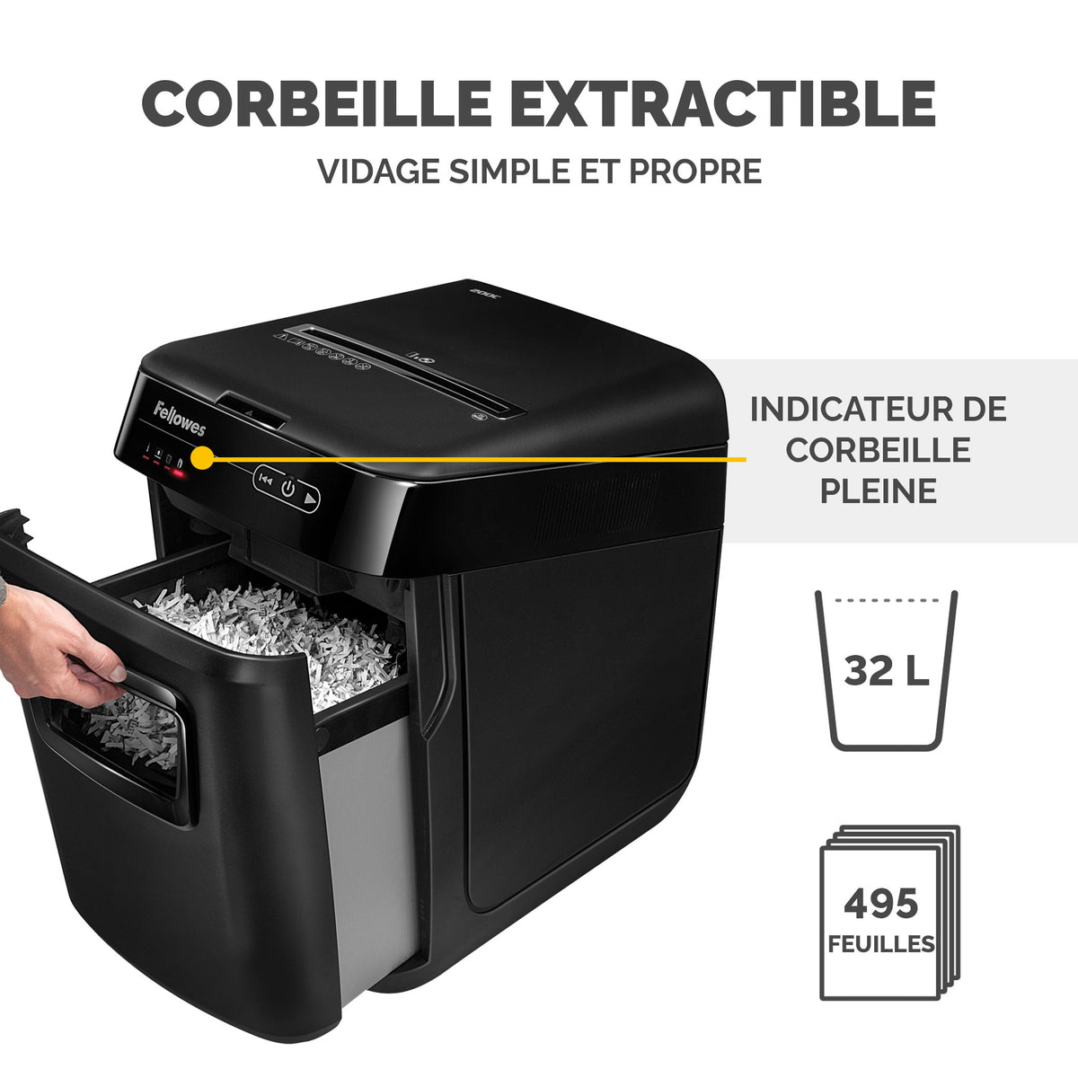 Fellowes AutoMax 200M Destructeur de Papier Micro-Coupe, Noir