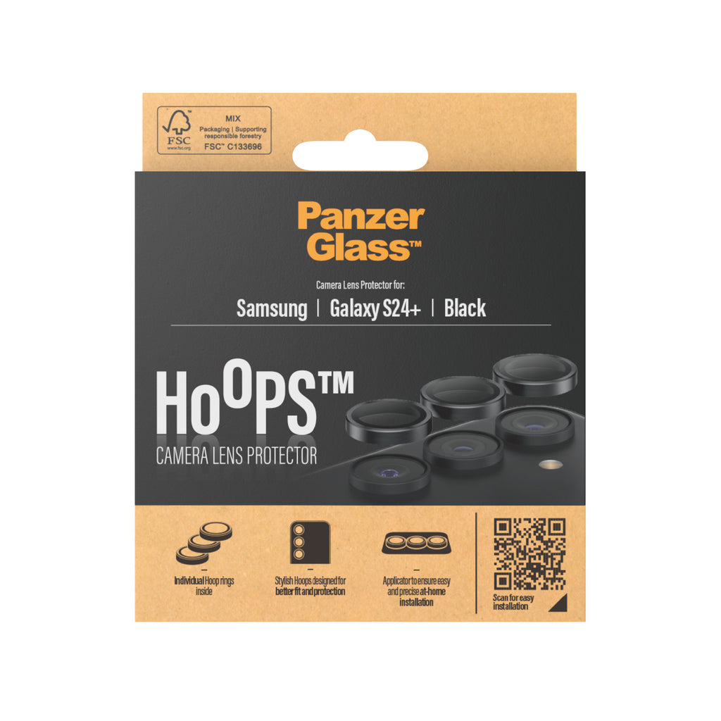 PanzerGlass Hoops Protecteur de Lentille de Caméra pour Samsung Galaxy S24+, Noir