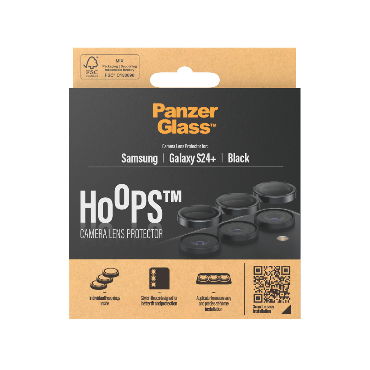 PanzerGlass Hoops Protecteur de Lentille de Caméra pour Samsung Galaxy S24+, Noir