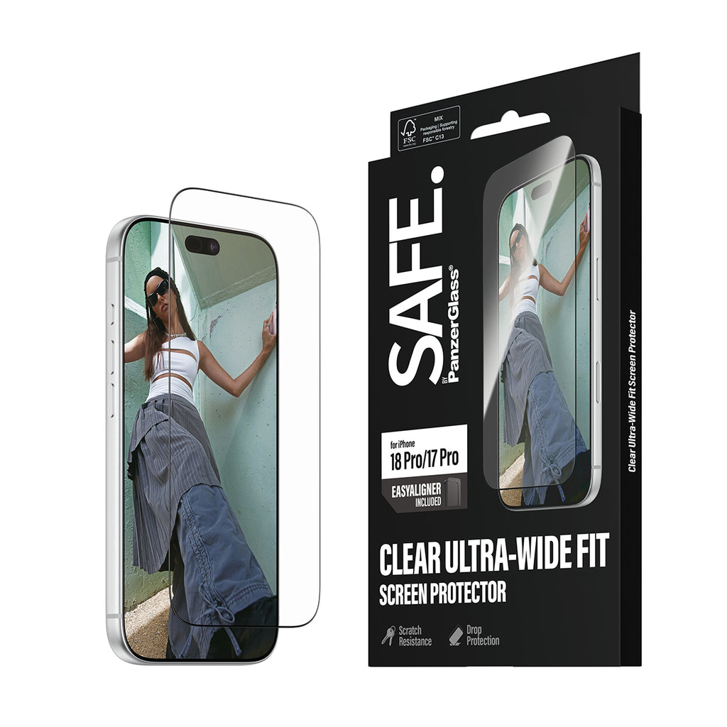 PanzerGlass SAFE. by ® Screen Protector iPhone 2026 Pro | 17 Pro | Ultra-Wide Fit w. EasyAligner Protection d'écran tran