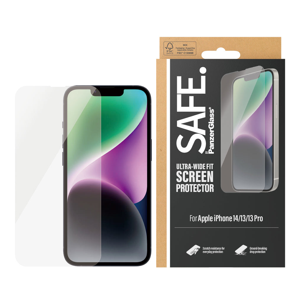 PanzerGlass SAFE. by ® Screen Protector iPhone 14 | 13 | 13 Pro | Ultra-Wide Fit Protection d'écran transparent Apple 1 pièce(s)