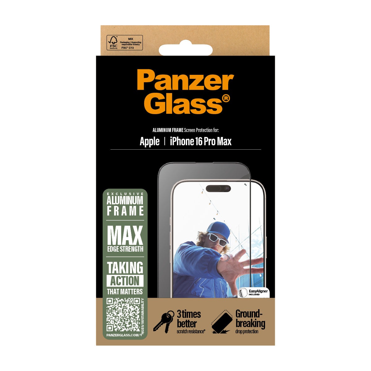 PanzerGlass PG Scrn Alu Frame pour iPhone 16 Pro 6.9 Pouces UWF