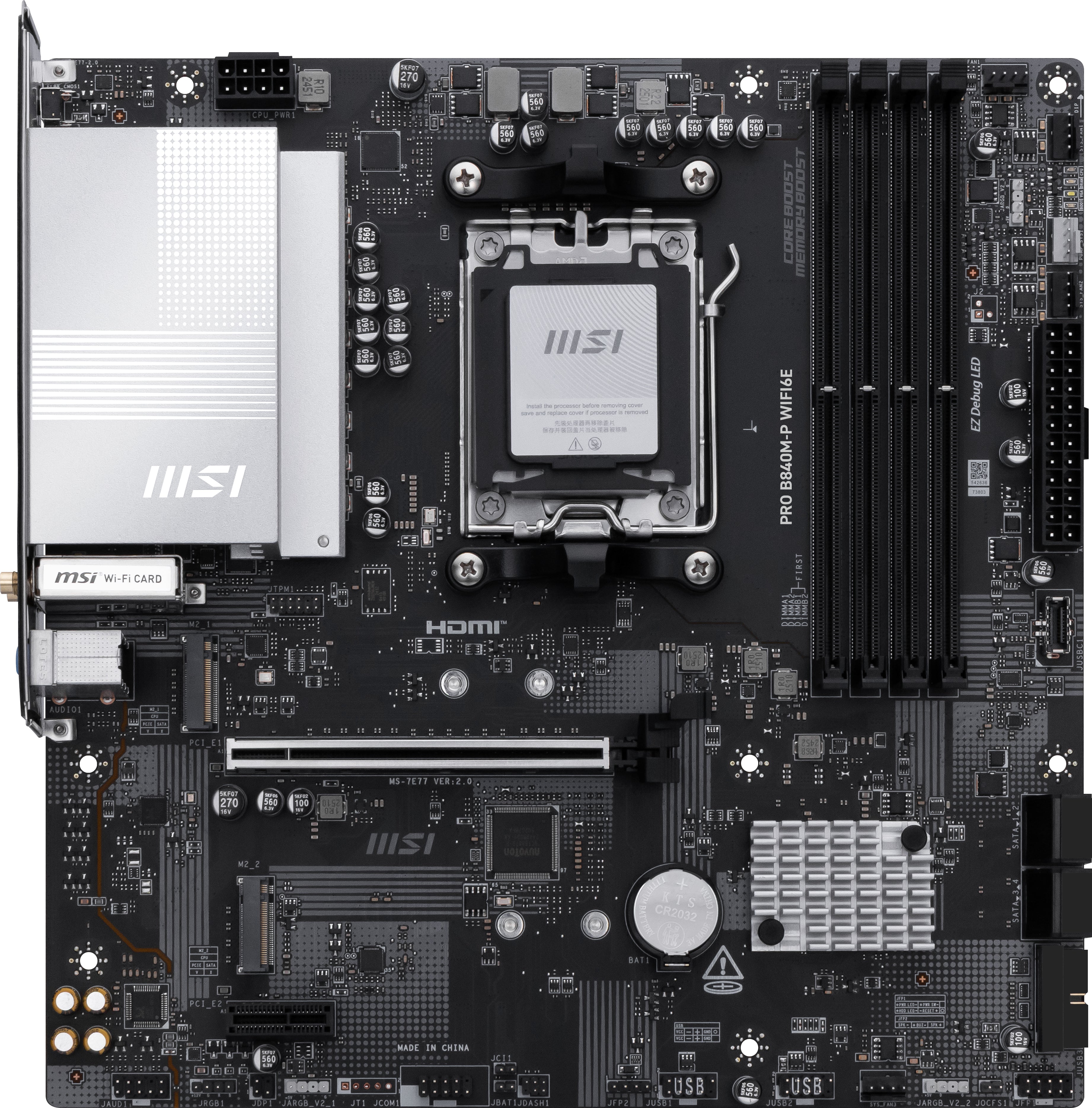 MSI PRO B840M-P WIFI6E carte mère AMD B840 Emplacement AM5 micro ATX