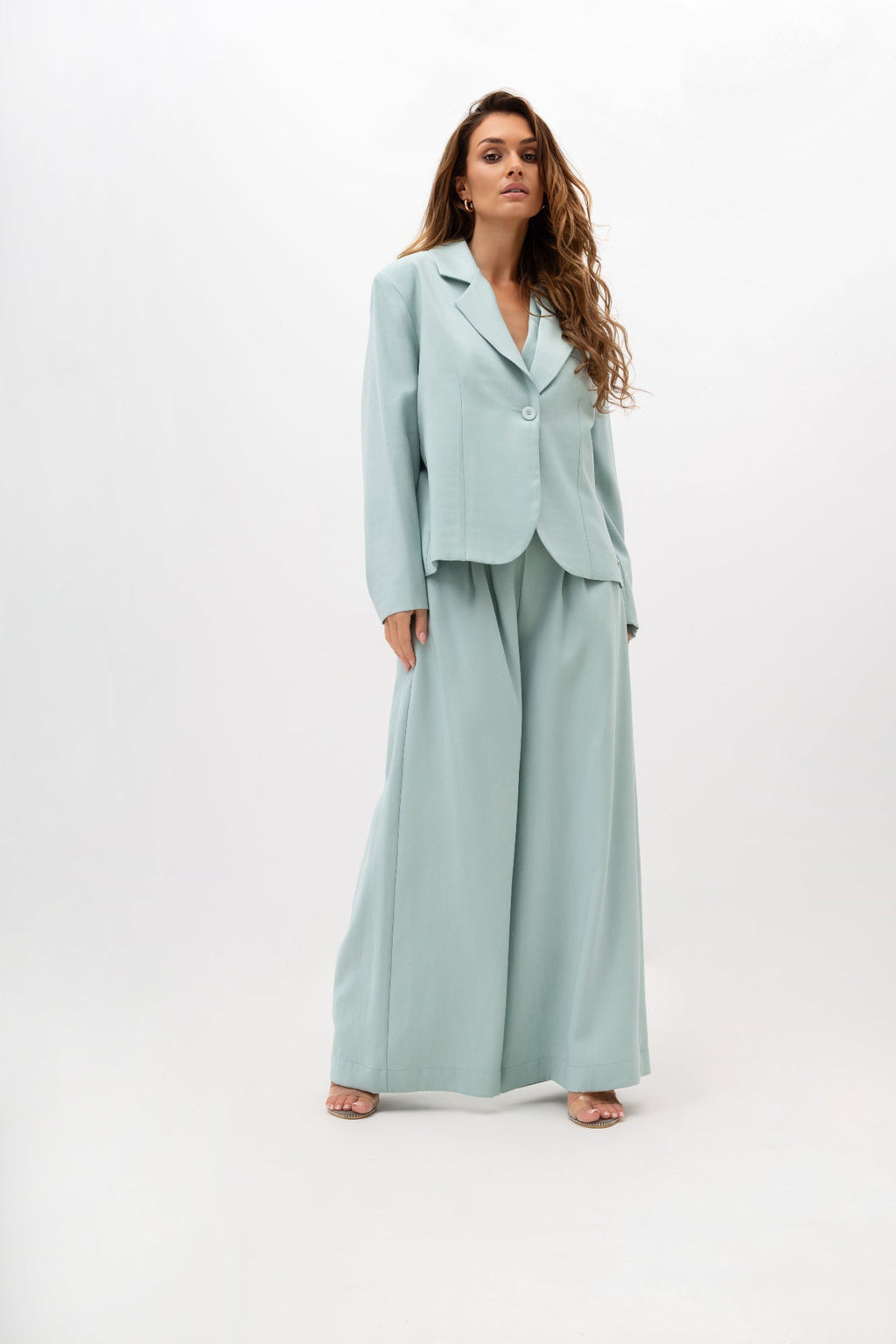Pantalon large pour femme à plis - coupe élégante avec élastique à la taille
