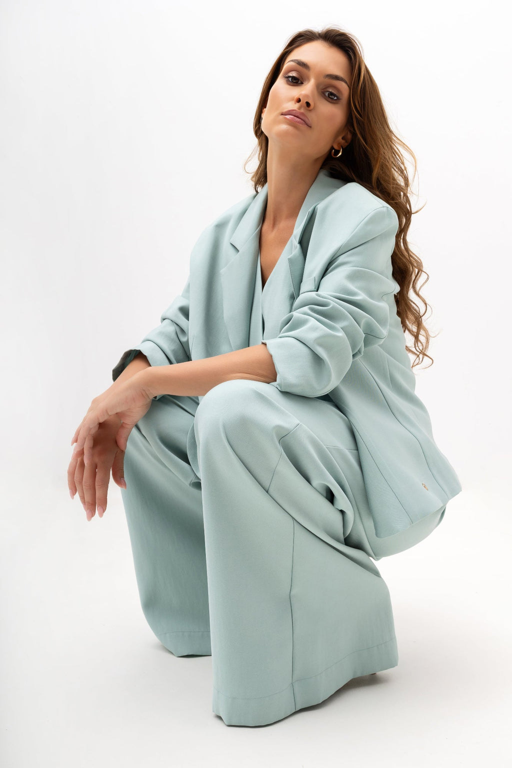 Pantalon large pour femme à plis - coupe élégante avec élastique à la taille