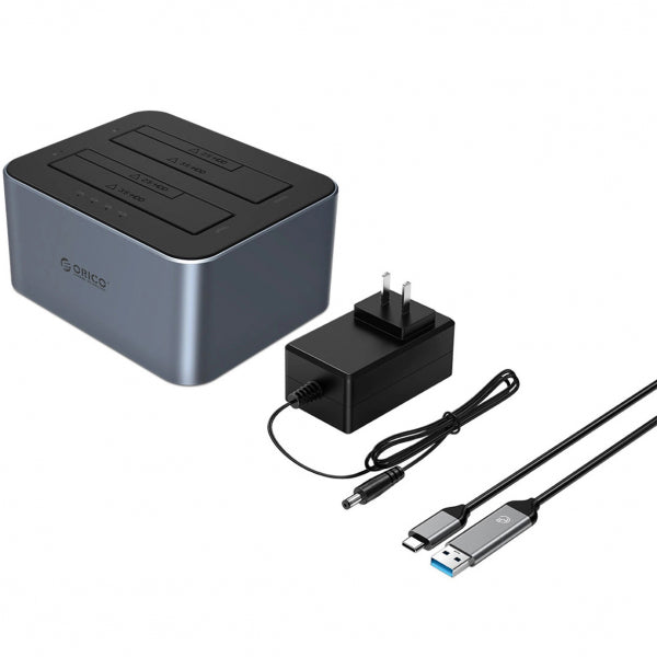 Orico HDD / SSD Docking Station 6626C3-C-V1 2-Drive for SATA 2.5inch / 3.5inch, Grey