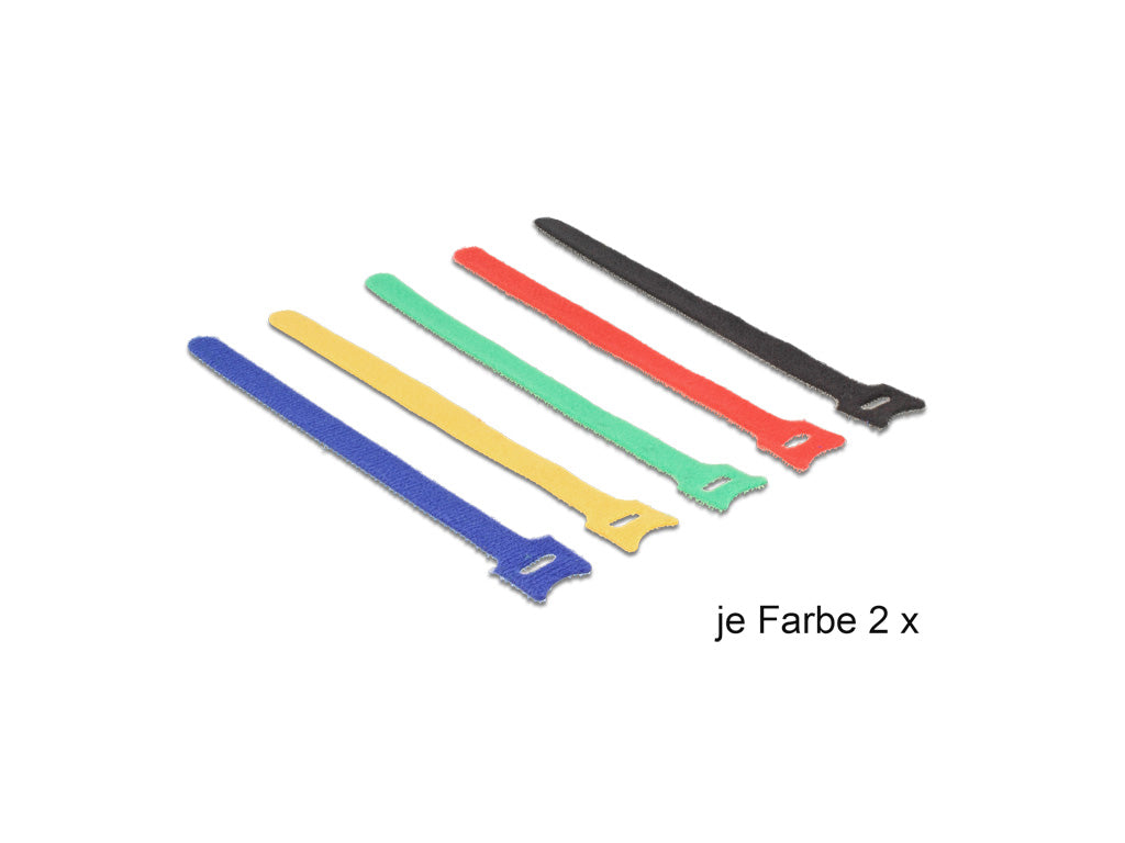 Delock Klett-Kabelbinder farbig L 200 x B 12 mm 10 Stück