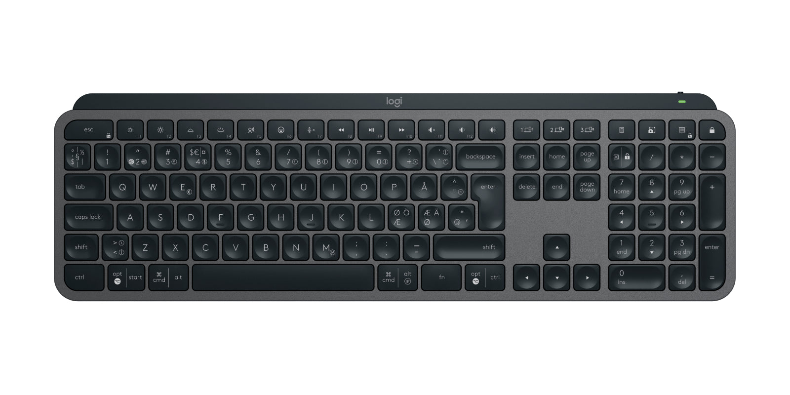 Logitech 920-010931 teclado Ratón incluido Oficina RF Wireless + Bluetooth QWERTY Nórdico Grafito