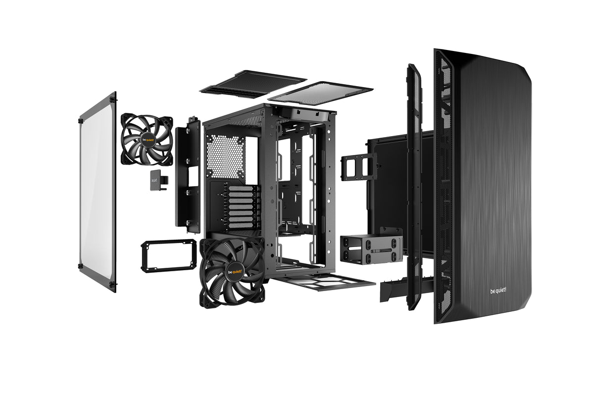 be quiet! Pure Base 500 Noir, Boîtier PC Vitré, Mini ATX / Micro ATX / ATX, 2 Ventilateurs Pure Wings 2 140 mm