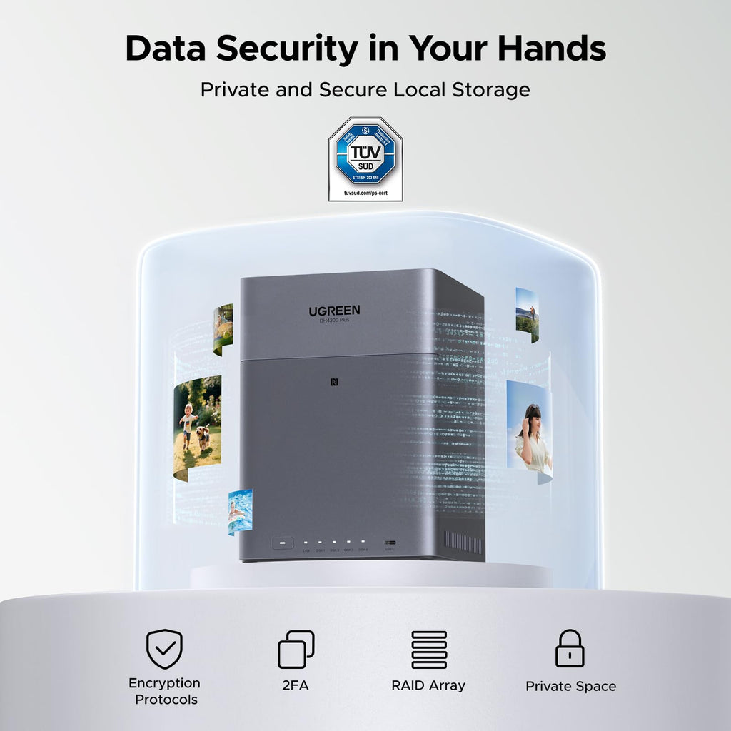 Ugreen DH4300 Plus NAS Mini Tower 8 Go LPPDDR4X UGOS Pro, Gris