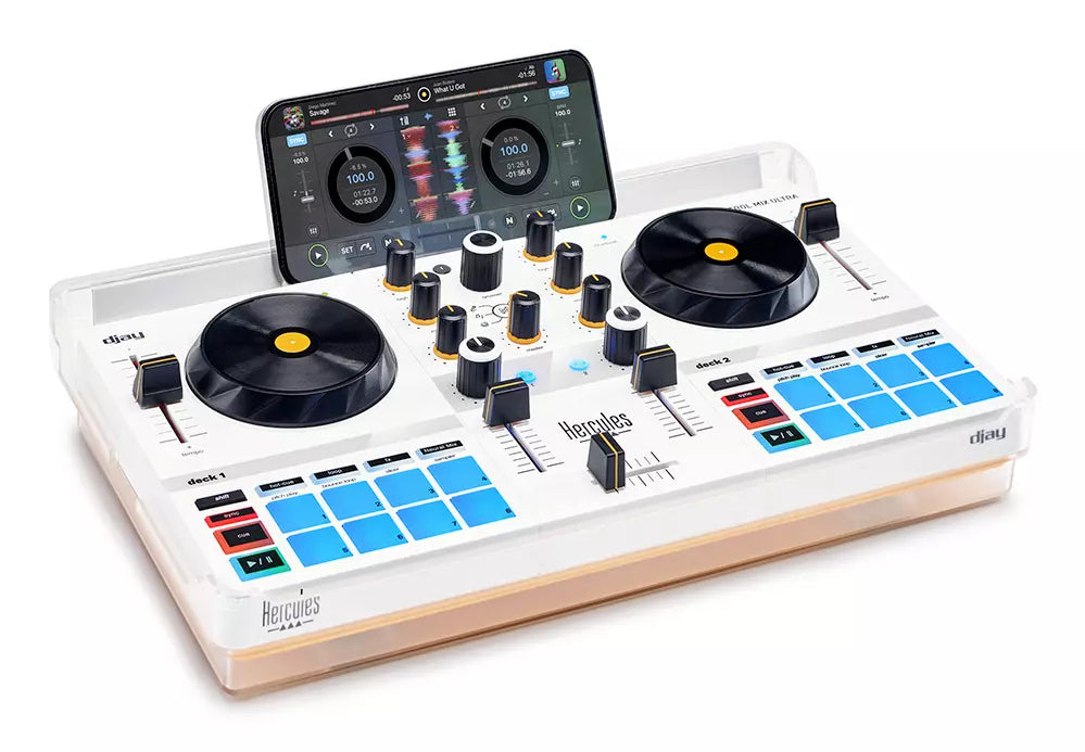 Hercules DJControl Mix Ultra Contrôleur DJ Mobile Sans Fil, Blanc