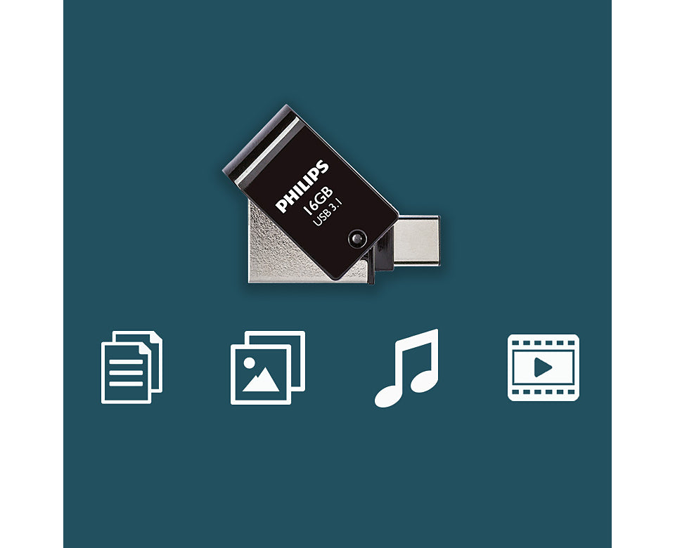 Philips Philips FM16DC152B/00 lecteur USB flash 16 Go USB Type-A 3.2 Gen 1 (3.1 Gen 1) Noir, Argent