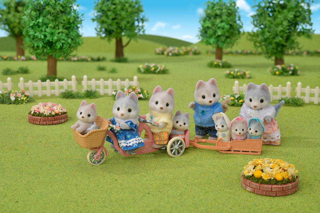 Sylvanian Families Les frères et sœurs husky et leur tandem
