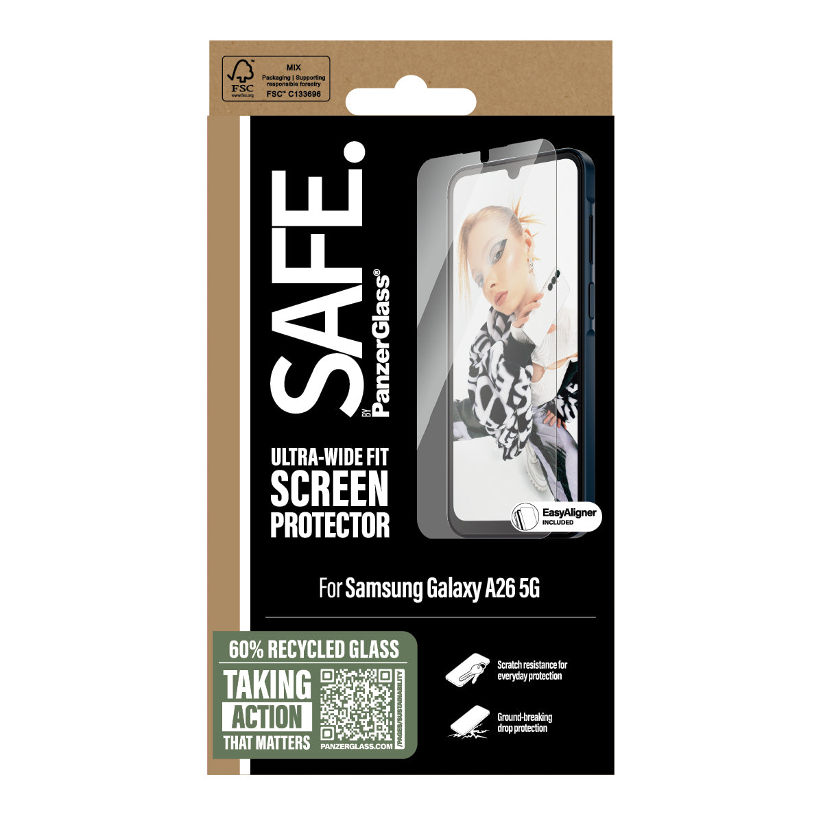 PanzerGlass PanzerGlass SAFE. by ® Screen Protector Samsung Galaxy A26 5G | Ultra-Wide Fit w. EasyAligner Protection d'écran transparent 1 pièce(s)