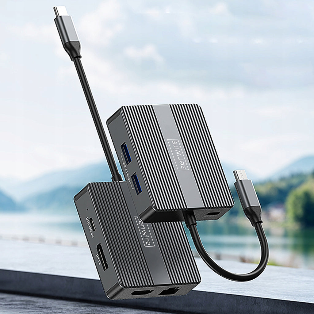 Hub USB-C 7-en-1 : adaptateur USB 3.0, HDMI 4K 60 Hz, DisplayPort, Gigabit RJ-45 1000 M, Zenwire BS-HP706