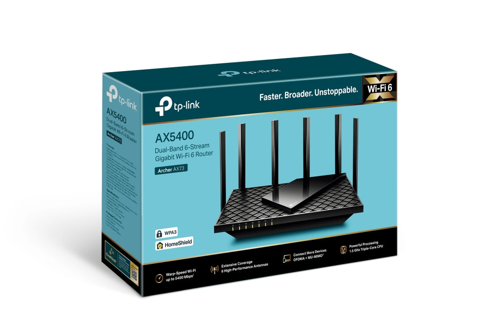 TP-Link Archer AX73 Routeur Sans Fil Wi-Fi 6 Gigabit Ethernet Bi-bande, Noir