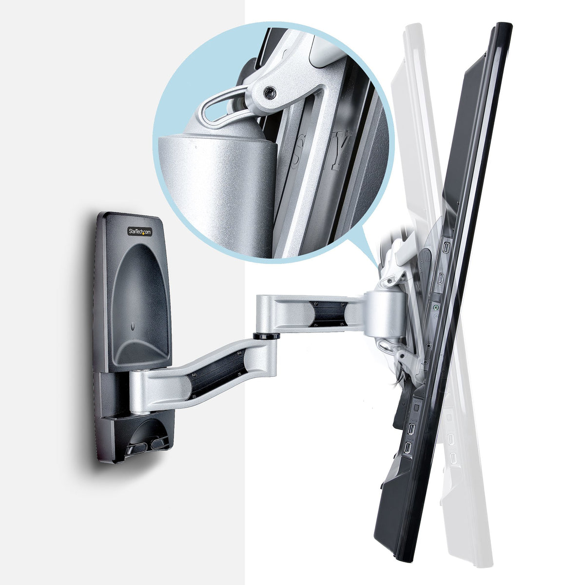 StarTech.com Support Mural TV Articulé - Support Mural VESA, Supporte les Téléviseurs de 26 à 65 pouces et 45kg - Accroche TV Murale Rétractable à Profil Bas - Fixation Murale TV d'Angle Ajustable - Support Télé Articulé - vue 7