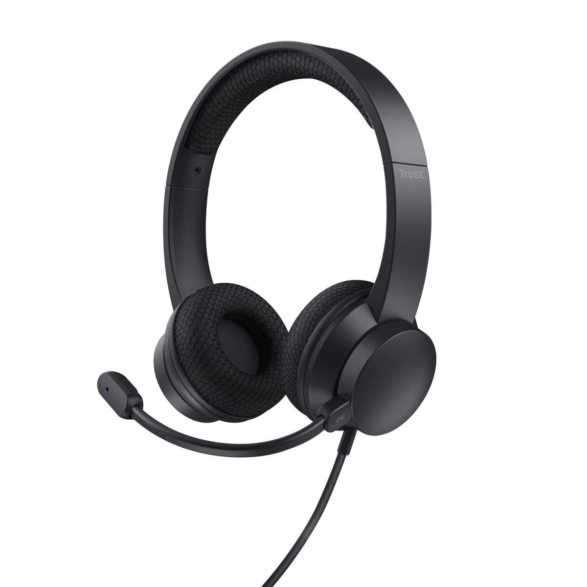 Trust Ayda Casque Filaire avec Arceau, Microphone Antibruit ENC, USB Type-A, Noir