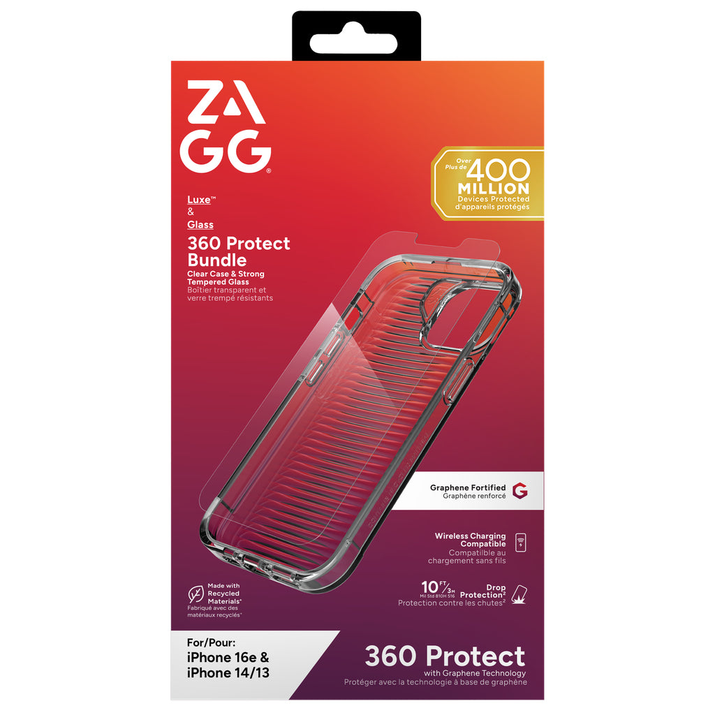 ZAGG Luxe + Glass 360 coque de protection pour téléphones portables 15,5 cm (6.1") Housse Transparent