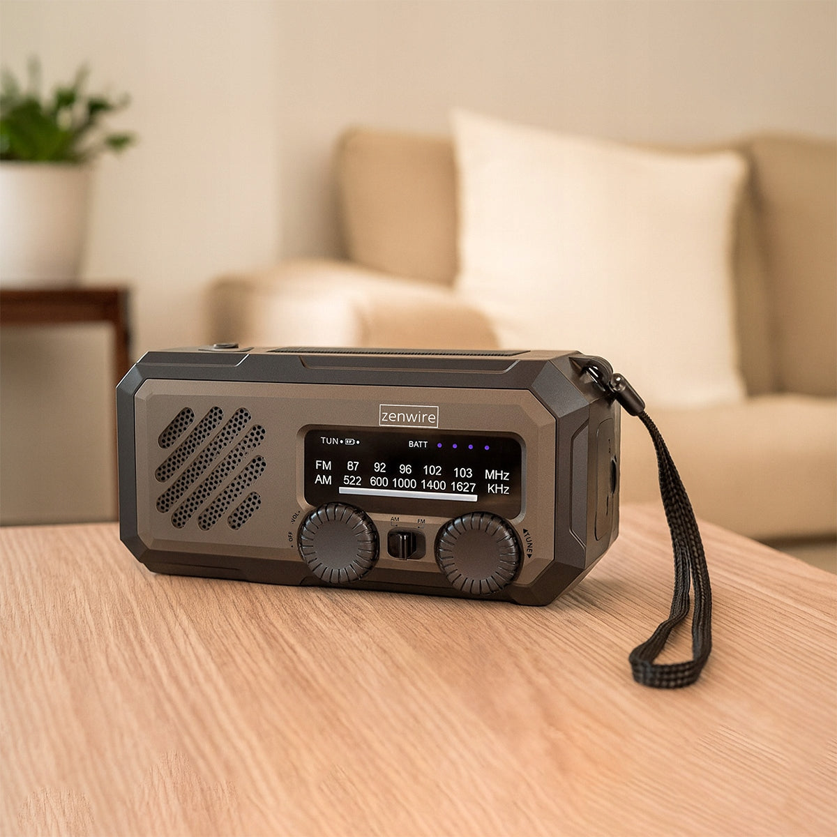 Mini radio portable solaire d'urgence pour le chantier, à manivelle, avec piles et batterie externe Zenwire Vibe Y2