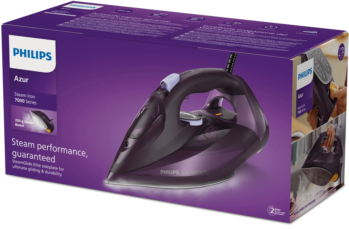 Philips 7000 series DST7051/30 Fer à Vapeur, Semelle SteamGlide Elite, 2800 W, Violet