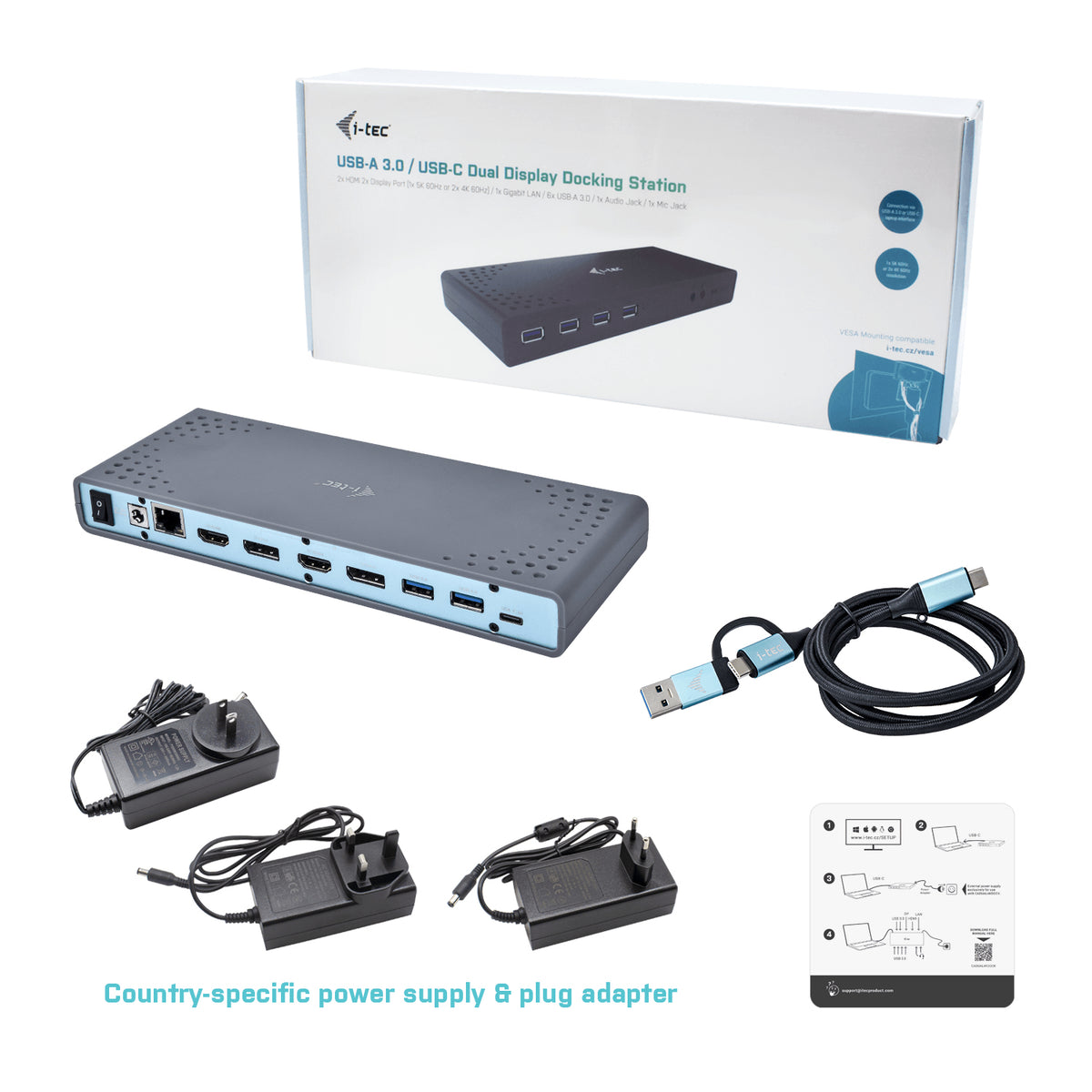 i-tec Station d'accueil Dual Display USB 3.0 / USB-C / Thunderbolt 3