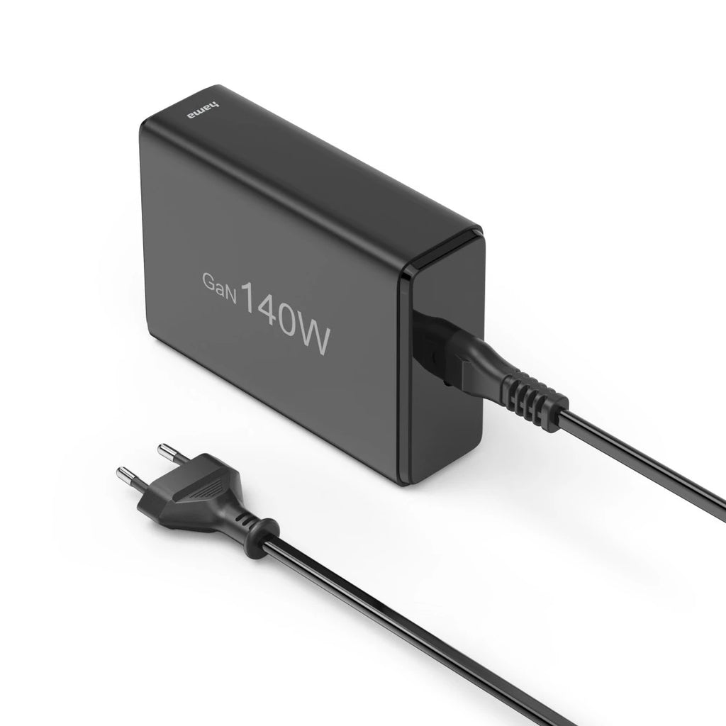 Hama 00201978 Chargeur Secteur Rapide 5-en-1 GaN pour Ordinateur Portable, Smartphone et Tablette, Noir
