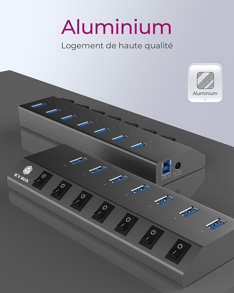 ICY BOX IB-HUB1701-C3 USB 3.2 Gen 1 (3.1 Gen 1) Type-B 5000 Mbit/s Anthracite - vue 2