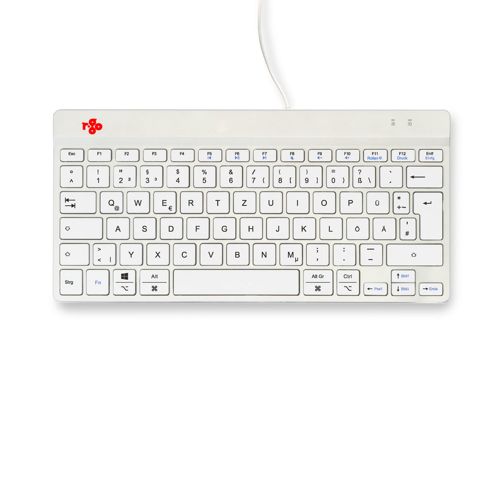 R-Go Tools Clavier Ergonomique Compact Break, QWERTZ (DE), Filaire, Blanc