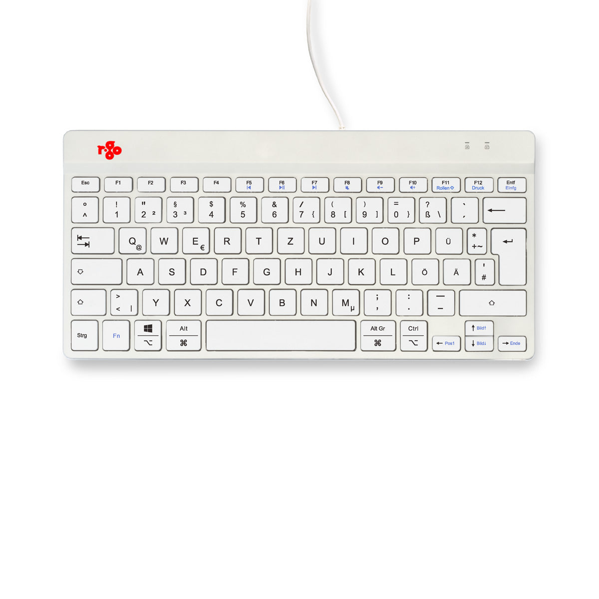 R-Go Tools Clavier Ergonomique Compact Break, QWERTZ (DE), Filaire, Blanc